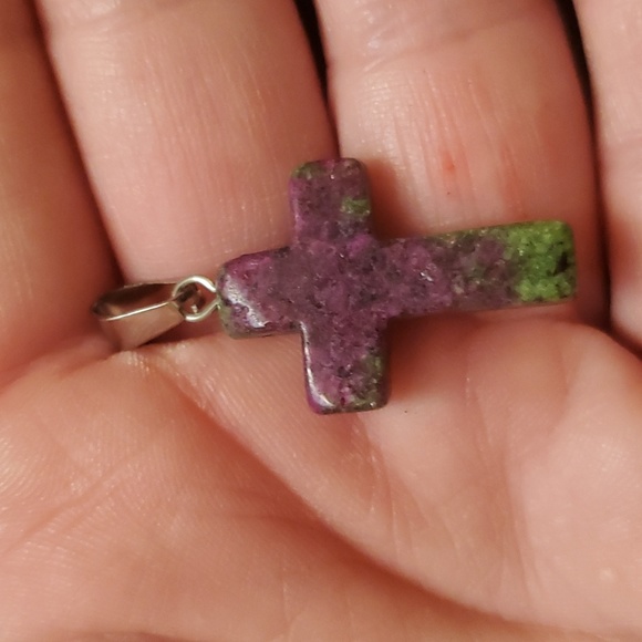 New 2pc Ruby in Zoisite Cross Pendants. - Picture 5 of 10